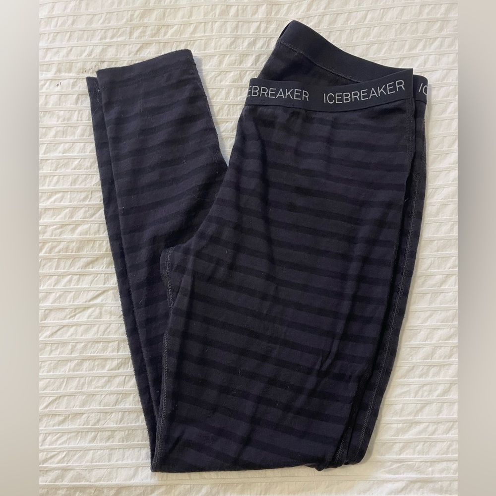 #147- ICEBREAKER- Merino 260 striped thermal leggings.woman’s size XL